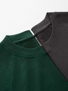 T-shirt à manches courtes pour homme, couleur unie, col rond, tricoté, respirant, coupe classique, vêtements décontractés, vert - Product Image 5