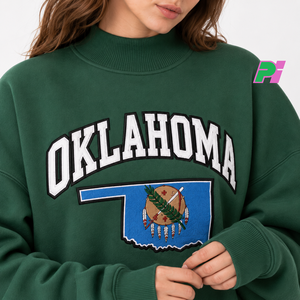 Sudadera Oversize con Cuello Alto Pook International OKLAHOMA, Apliques con Letras MAP, Diseño Personalizado, 100% Algodón, Ropa Urbana - Product Image 6
