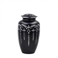 Nouvelle Urne Funéraire Moderne de Luxe en Aluminium Gravé pour Cendres Humaines, Noir Mat, Faite à la Main, Cylindrique, Capacité 3-4L