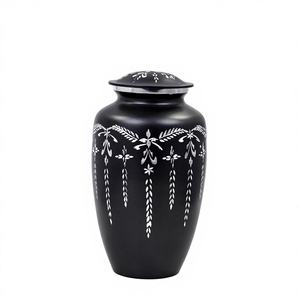 Urna Funeraria Moderna de Lujo en Aluminio Grabado para Cenizas Humanas, Negra Mate, Hecha a Mano - Product Image 5