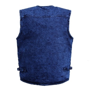 Gilet en jean bleu clair pour homme, style décontracté printemps/été, sans manches, vintage, avec doubles poches - Product Image 3