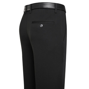 Pantalon de fitness d'été pour hommes confortable coton pantalon d'affaires décontracté classique couleur unie élastique confortable ample droit - Product Image 1