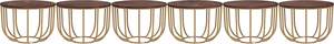 Modern Round Coffee <b>Table</b> with Wooden <b>Top</b> and Gold Cage Base Geometric Metal Frame Accent <b>Table</b> for Living Room <b>Decor</b> - Product Image 2
