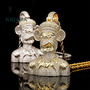 Colgante de Mono con Moissanita, Plata 925 con Baño de Rodio, Amuleto Temático de Animal, Joyería de Lujo Unisex para Uso Diario - Product Image 5