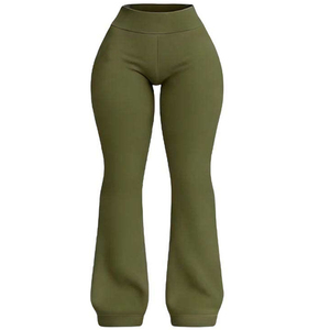 Best Custom Winter Lace Women <b>Trousers</b> Mid Waist Flare Leg Personalized Logo Printing Embroidery and Private Label Pants - Product Image 6