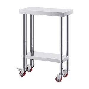 Tavolo da Lavoro in Acciaio Inox Resistente con Capacità di Carico di 700 LBS, 12 X 24 X 34 Pollici, 4 Ruote, 3 Livelli di Altezza Regolabili per Alimenti - Product Image 5