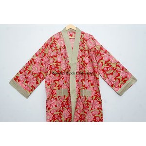 Nuevo Kimono de Algodón Estampado a Mano para Mujer con Cinturón, Ligero, Estilo Boho, para Usar como Ropa de Dormir o para el Verano - Product Image 2