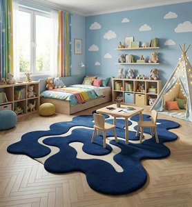 Alfombra Abstracta Hecha a Mano, Moderna, Azul y Blanca, de Lujo, con Forma Personalizada, para Sala de Estar, Dormitorio, Decoración del Hogar - Product Image 4