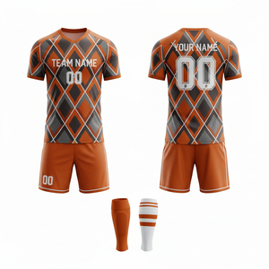 Uniforme de Fútbol Profesional para Hombre, 100% Poliéster, Antibacteriano, Cintura Elástica, Mangas Cortas, Nombres Personalizados del Equipo/Jugador, Cuello Redondo - Product Image 2
