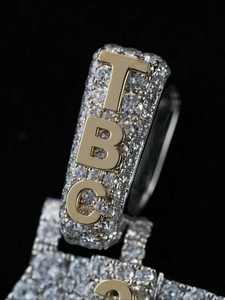 Custom <b>Name</b> Charm Pendant Rhodium Plated Moissanite 925 Sterling Silver Hip Hop Style Iced Out <b>Chain</b> Indian Made for Gift - Product Image 2