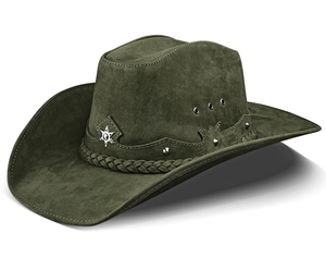 Sombrero de Vaquero de Cuero Genuino Verde Oliva Personalizado OEM, Estilo Occidental, Ala Ancha, para Viajes, Fiestas, Casual, Venta al Por Mayor - Product Image 5
