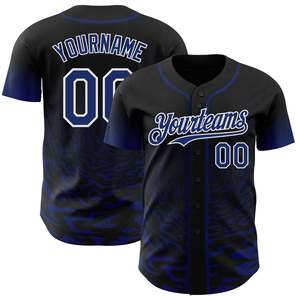 Camiseta Deportiva Premium para Equipo de Béisbol, Azul y Negra, con Botones al Frente, Malla Transpirable, Personalizable con Nombre, Número y Logotipo del Equipo - Product Image 1