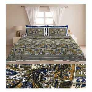 Hermosa Cubrecama de Algodón con Patrón Manthan, Estampada a Mano, Hecha en India, Juego de Ropa de Cama Boho, 300 Hilos, Resistente a la Decoloración, para Todas las Estaciones - Product Image 1