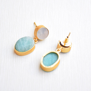 Pendientes Colgantes Clásicos Vintage de Latón Natural con Madreperla, Acabado Pulido, Chapados en Oro de 14K, Pieza de Moda Unisex Personalizable - Product Image 6