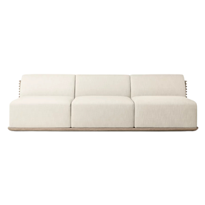 Luxury Modern Outdoor <b>Sofa</b> Solid Teak Wood Frame Contemporary Resort Three Seater Lounge Couch Minimalist Patio Furniture - Product Image 6