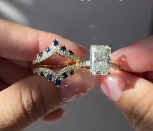 Anillo de Compromiso de Diseño Premium con Moissanita de 7.0 Quilates, Chapado en Oro de 925, Corte Radiante, Plata de Ley, con Pavé de Circonitas Blancas, Anillo de Boda en Oferta - Product Image 4