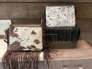 Nouveaux sacs à main à franges de style occidental, sacs en cuir de vachette, sacs à pompons en fourrure pour femmes - Product Image 5