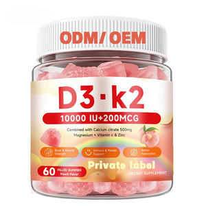 Gomitas Veganas de Vitamina D3 <span class=keywords><strong>K2</strong></span>, Calcio y Magnesio, Sin Azúcar, Marca Privada, Fórmula Diaria para el Bienestar - Product Image 1