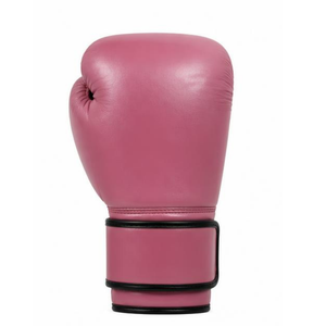 Gants de boxe pour l'entraînement et le sparring, en cuir PU rose poudré, avec bordure noire et fermeture Velcro à boucle et crochets. - Product Image 2