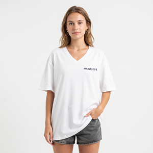 Camiseta Corta de Algodón con Cuello en V Holgada y Oversize para Mujer, Transpirable, Estilo Casual Urbano, Manga Corta, Venta al por Mayor - Product Image 3