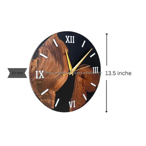 นาฬิกาติดผนังทำจากไม้และเรซินแบบทันสมัยพร้อมดีไซน์แบบศิลปะสำหรับห้องนั่งเล่นนาฬิกาแขวนทำจากไม้ - Product Image 2