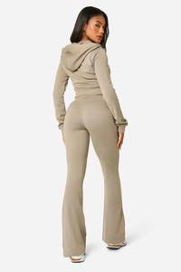 Ensemble de survêtement pour femme en coton 100% avec fermeture éclair, haut court, hiver, écologique, streetwear, couleur unie - Product Image 5