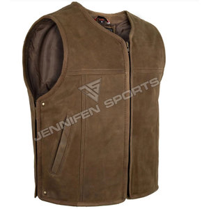 Gilet de motard en cuir nubuck de vachette personnalisé et élégant pour homme, imperméable, en toile de bonne qualité, vente chaude - Product Image 1