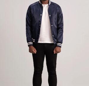 Veste de baseball en satin de qualité supérieure pour hommes, nouvelle collection, idéale pour les tenues décontractées, avec logo personnalisé, prix abordable, meilleur matériau, col rabattable - Product Image 2
