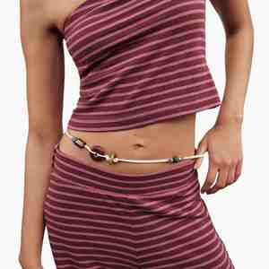High Quality Sleeveless Top Wide Leg Pants Casual Loose Fit Women Striped Two-Piece <b>Set</b> Spring Summer Knitted Cotton Spandex <b>Set</b> - Product Image 6