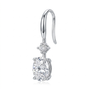 Pendientes de Aro Clásicos con Moissanita de Corte Ovalado, Baño de Rodio, Engaste de Garra, Plata 925, Joyería Unisex para Boda, Cristal de Imitación - Product Image 4