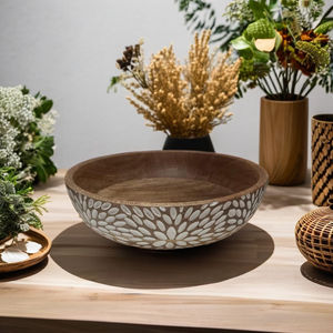 Pâte décorative écologique à pétrir, bol à fruits multifonctionnel en bois de mangue sculpté à la main pour les décorations de Table - Product Image 3