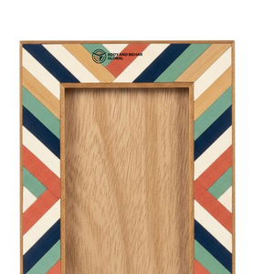 Marco de Fotos de Madera Colorido Hecho a Mano, Marco de Mosaico con Patrón Geométrico, Exhibición de Fotos Elegante - Product Image 5