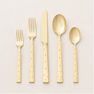 Juego de Cubiertos de Lujo al por Mayor con Diseño de Puntos Dorados, Acero Inoxidable Pulido a Espejo, para Bodas, Hoteles y Restaurantes - Product Image 1
