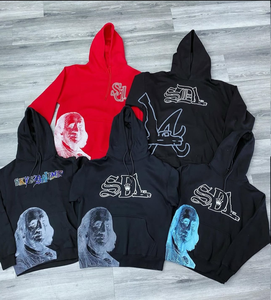 เสื้อฮู้ดดี้ผู้ชายแบบสวมใส่สบายสำหรับฤดูหนาว ผลิตตามสั่ง ขายส่ง คุณภาพสูง เนื้อผ้าหนา 100% ผ้าฝ้าย พิมพ์ลาย ทรงหลวม แขนยาว ปักลาย - Product Image 1