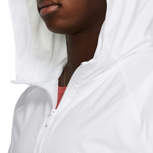 <b>White</b> Hooded Windproof Blouson <b>Jacket</b> Full Sleeve Minimalist Spring Women's Pullover Coat Solid Color Polyester Material - Product Image 3