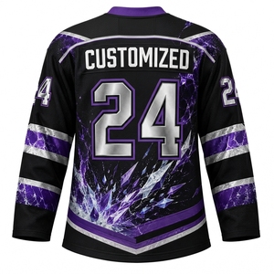 Maillot de hockey personnalisé en gros, nom du joueur, numéro, logo, impression numérique, 100% polyester, maille respirante, séchage rapide, pour adultes - Product Image 2