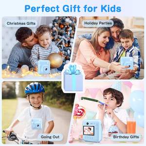 Mini appareil photo instantané pour enfants avec impression papier et affichage photo, résolution vidéo 1080P, cadeau <span class=keywords><strong>selfie</strong></span>, jouet pour tout-petits - Product Image 5