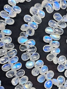 Natural <b>Rainbow</b> Moonstone Faceted Pear <b>drops</b> Briolette Beads For Making Jewelry - Product Image 3