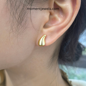 Pendientes de Plata de Ley 925 con Forma de Gota de Agua para Mujer, Pendientes de Botón con Baño de Oro de 18K - Product Image 6