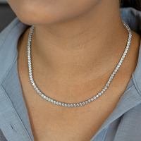 Bijoux fins, collier de style hip-hop plaqué or avec diamants de laboratoire certifiés IGI, coupe ronde brillante, pour femmes et hommes
