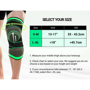 Black Knee Support Sleeve With Green Stitching Elastic Compression <b>Brace</b> For <b>Men</b> Gym Training - Product Image 2