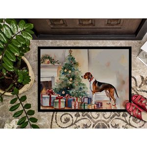 Tapis de porte Cozy Christmas Coonhound en anglais américain, antidérapant, pour intérieur et extérieur, 24H x 36W, à poils ras, lavable, modèle pour porte d'entrée - Product Image 3