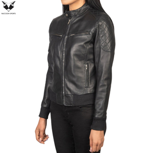 Chaqueta de Mujer de Cuero PU Tejido con Bolsillos, en Color Negro, de Buena Calidad, con el Mejor Material, Diseño Único y a la Moda - Product Image 2