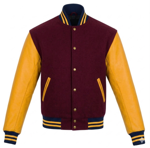 High Quality Letterman Varsity <b>Jackets</b> Wool Body Genuine Leather Sleeves Stand Front Waterproof Winter Wear <b>Smart</b> Stylish Men's - Product Image 3