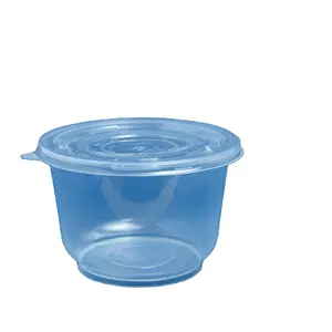 Wholesale 1000ml Disposable Round Shape Plastic Box For Food/ noodle/ salad With Lid Customized Logo Transparent Plastic