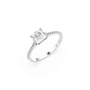 Bagues de fiançailles personnalisées REYES en argent sterling 925 avec moissanite taille princesse de 1,01 carat pour femmes, bijoux raffinés - Product Image 1