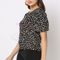 T-shirt imprimé pour femme en tissu doux, vêtement décontracté pour l'été, mode et confort quotidien, imprimé tendance pour femme