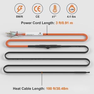 Cavo Riscaldante Autorigenerante da 30 Metri, 5W/ft, Protezione Antigelo per Tubi in PVC, Metallo e Plastica, Coperta Termica - Product Image 3