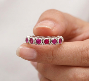Anillo de Eternidad Completo con Bisel de Rubí Redondo Natural en Plata de Ley 925, Venta al Por Mayor, Memoria Jewels - Product Image 6