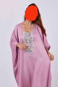 New 2026 Dubai Blush Pink Breathable Polyester Turkish Style Floor Length Women's Abaya Traditional <b>Islamic</b> <b>Clothing</b> Saudi - Product Image 3